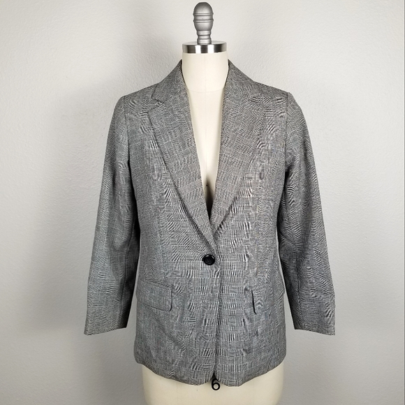 Pendleton Microplaid Schoolboy Academia Wool Career Office Grey Blazer Size 6P - Picture 1 of 5